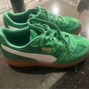 Puma Kids Green and White Sneakers